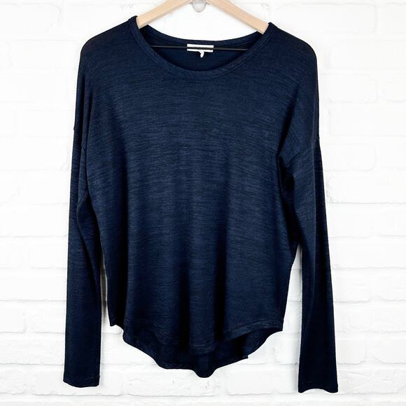 Rag & Bone Jean Hudson Long Sleeve Tee Heathered Navy Black Knit Small - Picture 2 of 9